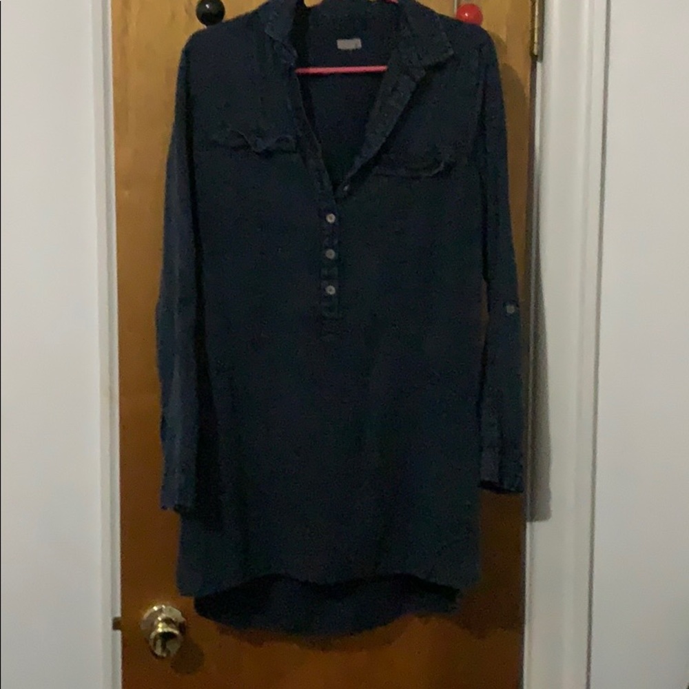 Vintage dark blue jean shirt dress